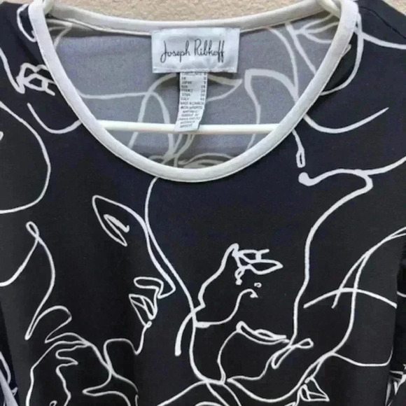 Joseph Ribkoff Blouse Picasso Print Black & White Asymmetric Hem Top size6 - Picture 2 of 4